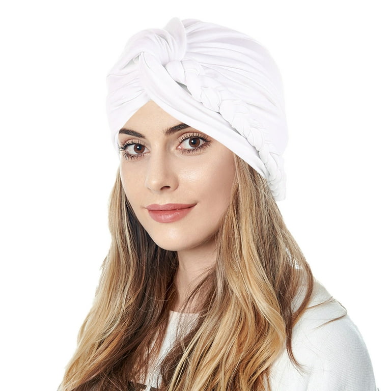 Zhishanbh Clearance Women Braid Turban Hats Hat Cap Hair Bonnet Head Scarf Wrap Cover White Walmart