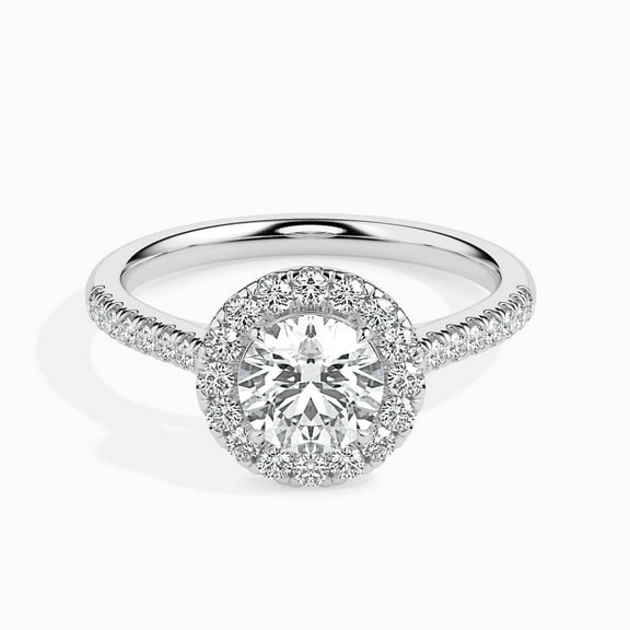 Eloya Jewel 1.5 Ct Halo Engagement Ring - Elegant Round Cut Lab Created Diamond - 14K White Gold Plated - Stunning Prong Setting - Perfect for Proposals, Anniversaries, or Birthday Gifts for Her