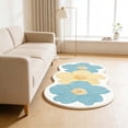 thumbnail image 4 of Beautynvta Soft Rug for Bedroom Bedside, Plush Wavy Edge Floral Floor Mat Non-Slip, Cute Floral Carpet for Bedroom Living Room Hallway Study Decor, 19.6x47.2 Inch, 4 of 5