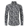 thumbnail image 3 of DDAPJ pyju Men's Printed Button Down Shirts Long Sleeve Regular Fit Dress Shirt Wrinkle Free Formal Wedding Shirts Dark Gray S, 3 of 7