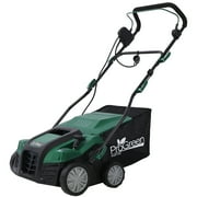 iRerts 2 in 1 Walk Behind Scarifier, 16 Inch Electric Corded Lawn Dethatcher Scarifier with 58QT Collection Bag, 4 Position Height Adjustment, 15 Amp Dethatcher and Scarifier for Garden Yard, Green