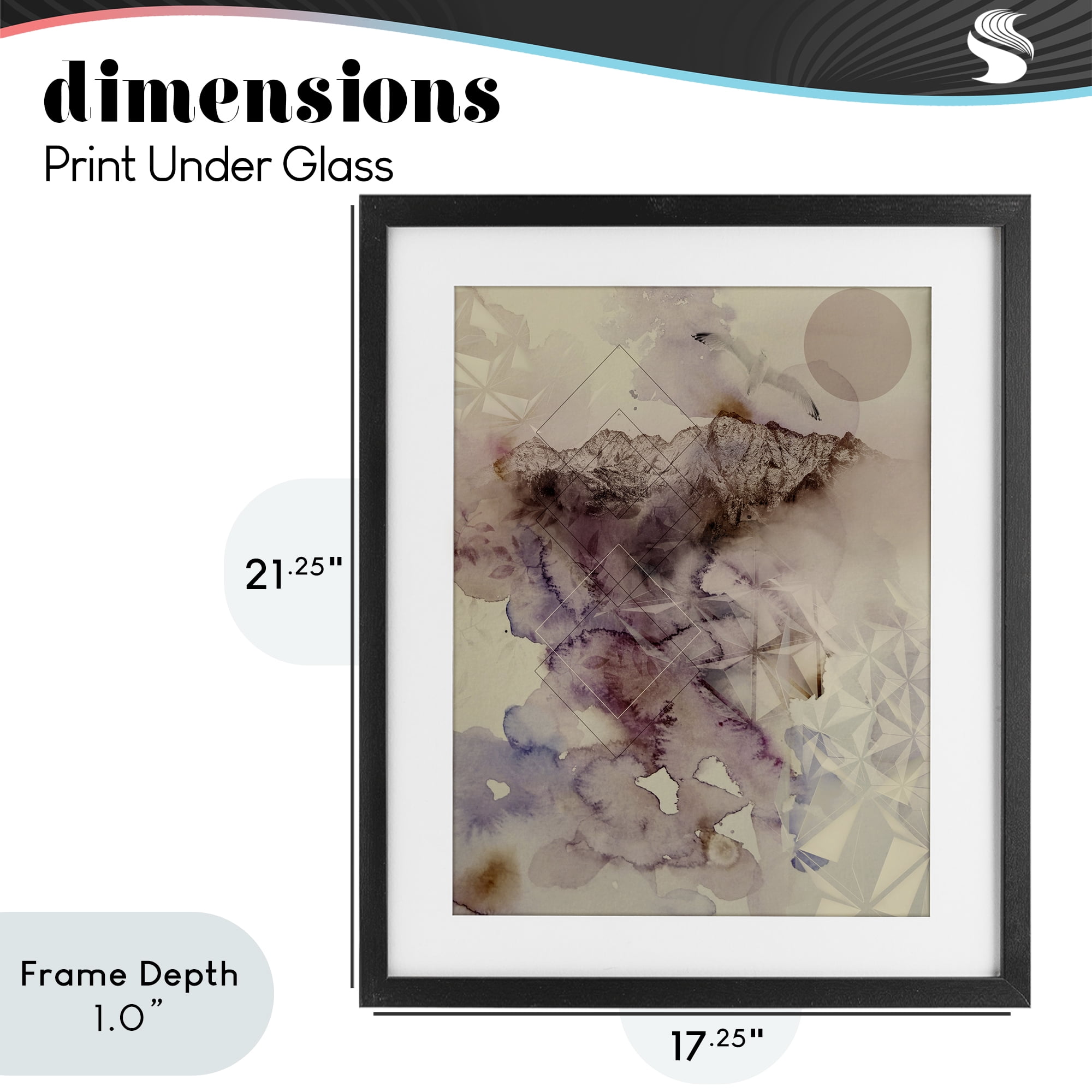 Stupell Industries Dust Abstract with Geometrics Black Framed Print Under Glass, design by Gemma Bardot