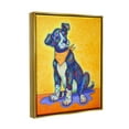 thumbnail image 3 of Stupell Industries Blue & Yellow Abstract Dog Animals & Insects Painting Gold Floater Framed Art Print Wall Art, 25 x 31, 3 of 9