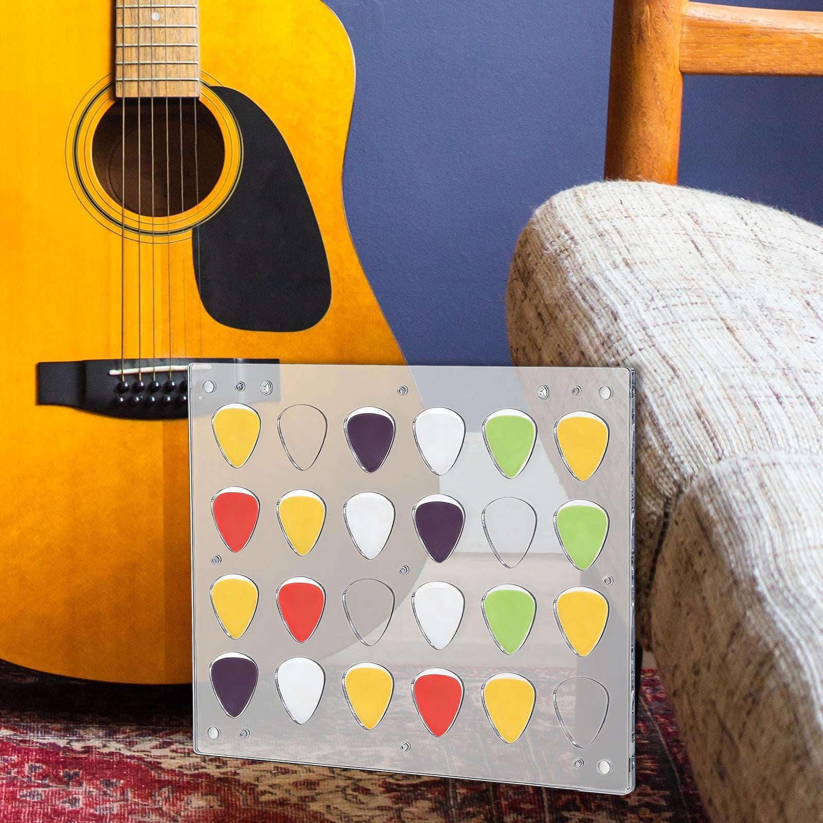 LeeQinersw Guitar Pick Holder Acrylic Display Case Decorative Home Decor Space Saving Music White
