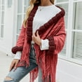 thumbnail image 4 of TAIAOJING Womens Color Block Sweaters Knit Shawl Wrap For Young Ladies Fringe Knitted Cardigan Cape Long Sleeve Pullover Sweater, 4 of 8