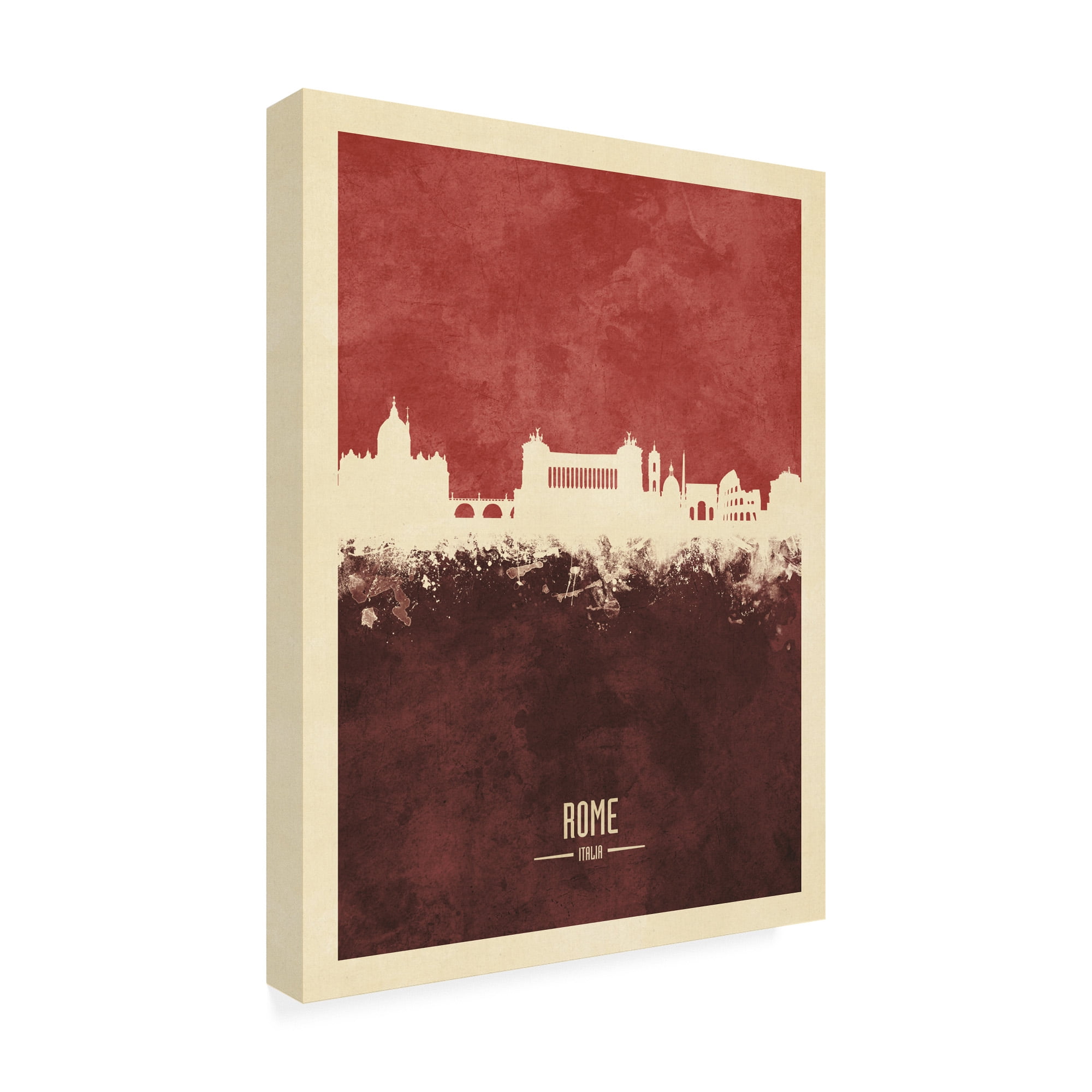 Trademark Fine Art 'Rome Italy Skyline Red II' Canvas Art by Michael Tompsett