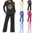 thumbnail image 1 of Sentmoon Ensembles Détente pour Femmes 2 Pcs Tenues Hauts à Manches Longues pour Femmes et Pantalons Décontractés pour Femmes Col Ras du Cou Pyjamas pour Femmes à Manches Longues Couleur Unie Vêtements de Nuit pour Femmes Hiver pour Tenues de Détente, 1 of 3