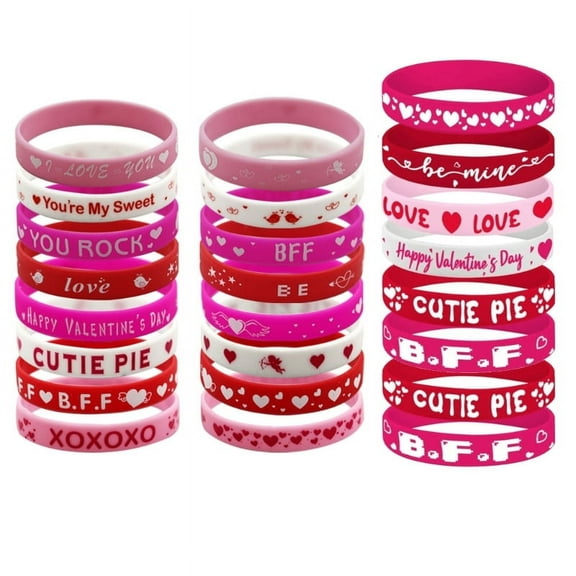 Pack of 24 Rubber Bracelets Warm Words Wristbands Suitable for Kids School Gifts