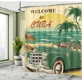 thumbnail image 5 of Ambesonne Tropical Shower Curtain, Cuba Beach Ocean Palm, 69"Wx84"L, Green Cream Yellow, 5 of 5