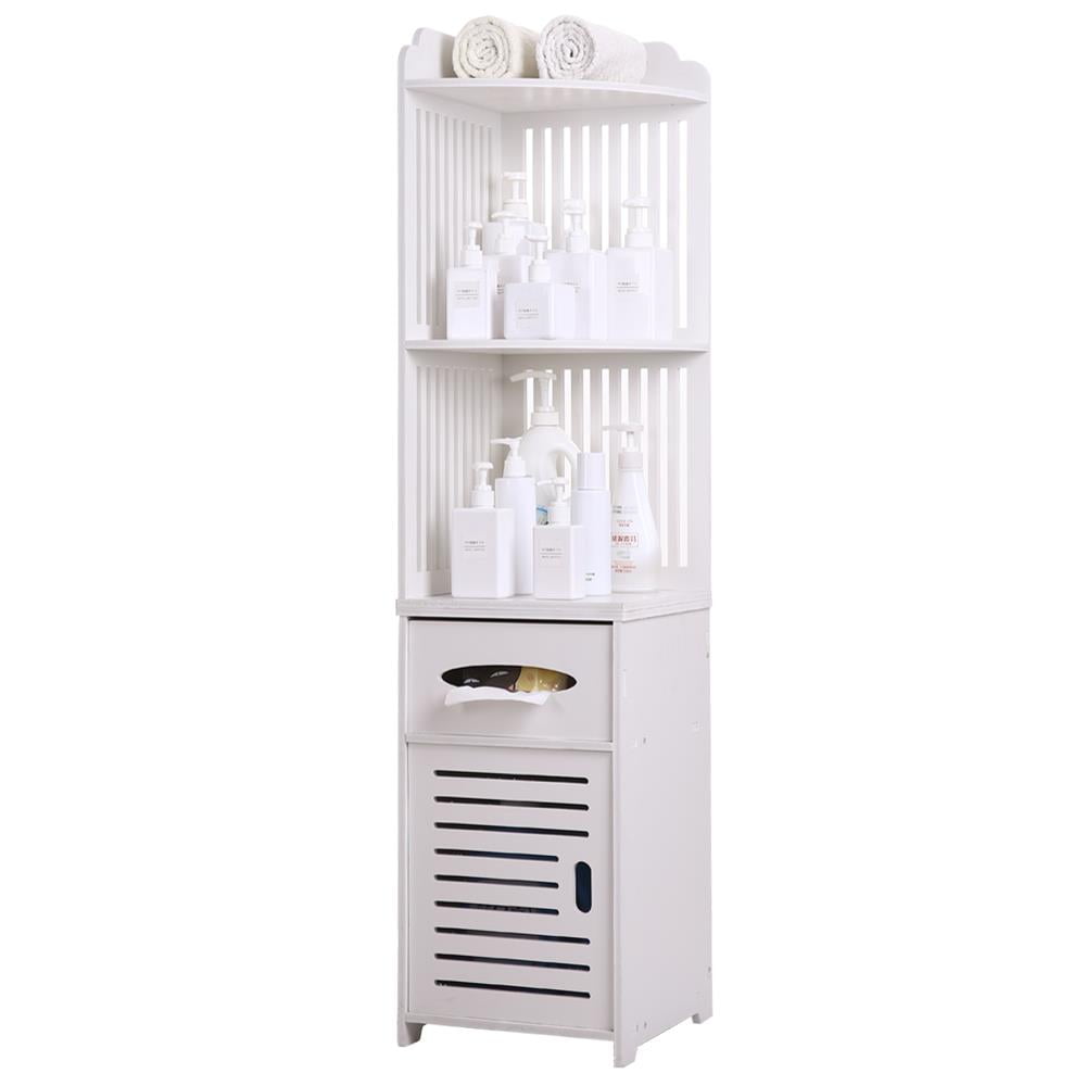UBesGoo White Floor Standing Bathroom Storage Cabinet ...