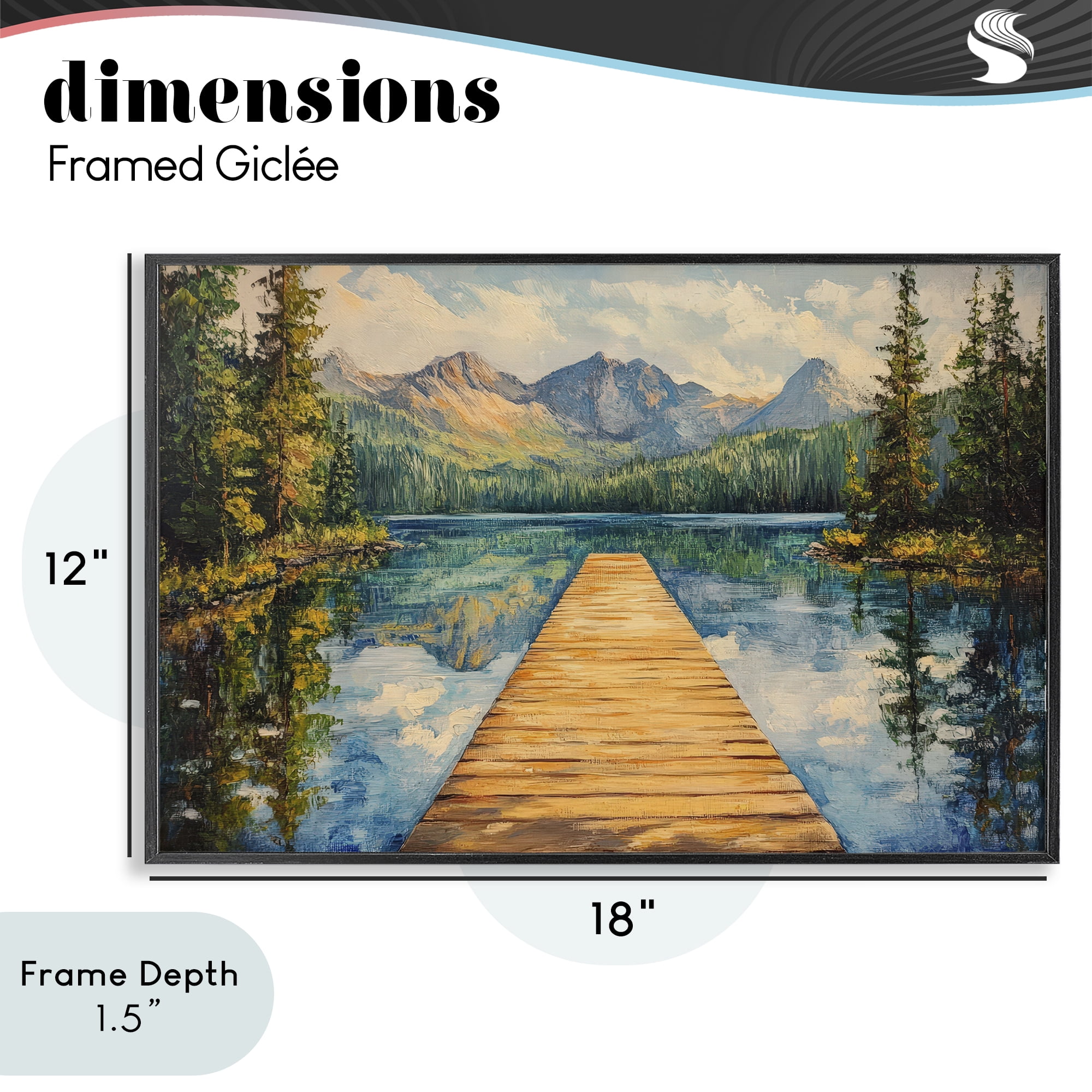 Stupell Industries Dock in The Mountains Black Framed Giclee Art, design by Petal Prints Design
