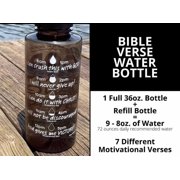 Motivational Bible Verse Water Tracking Bottle 36oz. Dishwasher Safe