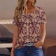 thumbnail image 2 of Camisetas Casuales de las Mujeres, Manga Corta Plisada, Camiseta Superior para las Mujeres, 2 of 6