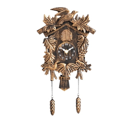 YingYouFu Vintage Chiming Cookoo Clock, Hanging Bird Clock Home Decor Christmas Clock Gifts Wall Decoration Battery Operated Pendulum Cuckoo Clock for Home Living Room Office