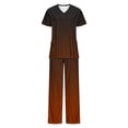 thumbnail image 4 of MELDVDIB Scrubs for Women Set Casual Light Weight Solid Color Short Sleeve Loose V-neck Tops & Wide Leg Pants Pullover Tops with Pocket, 4 of 5