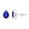 thumbnail image 3 of Rosec Jewels Lab Grown Blue Sapphire Teardrop Stud Earrings for Women with Diamond, 18K White Gold, 3 of 6