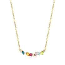 Ross-Simons 0.69 ct. t.w. Multi-Gemstone and .12 ct. t.w. Lab-Grown Diamond Necklace in 18kt Gold Over Sterling, Women's, Adult