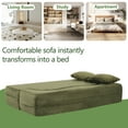 thumbnail image 4 of New 71-Inch Folding Sofa Bed, Plush Futon Sofa Bed, High-Density Foam Convertible Sofa Bed, Folding Floor Sofa Bed For Living Room, Guest Room, Bedroom, Green, 4 of 9