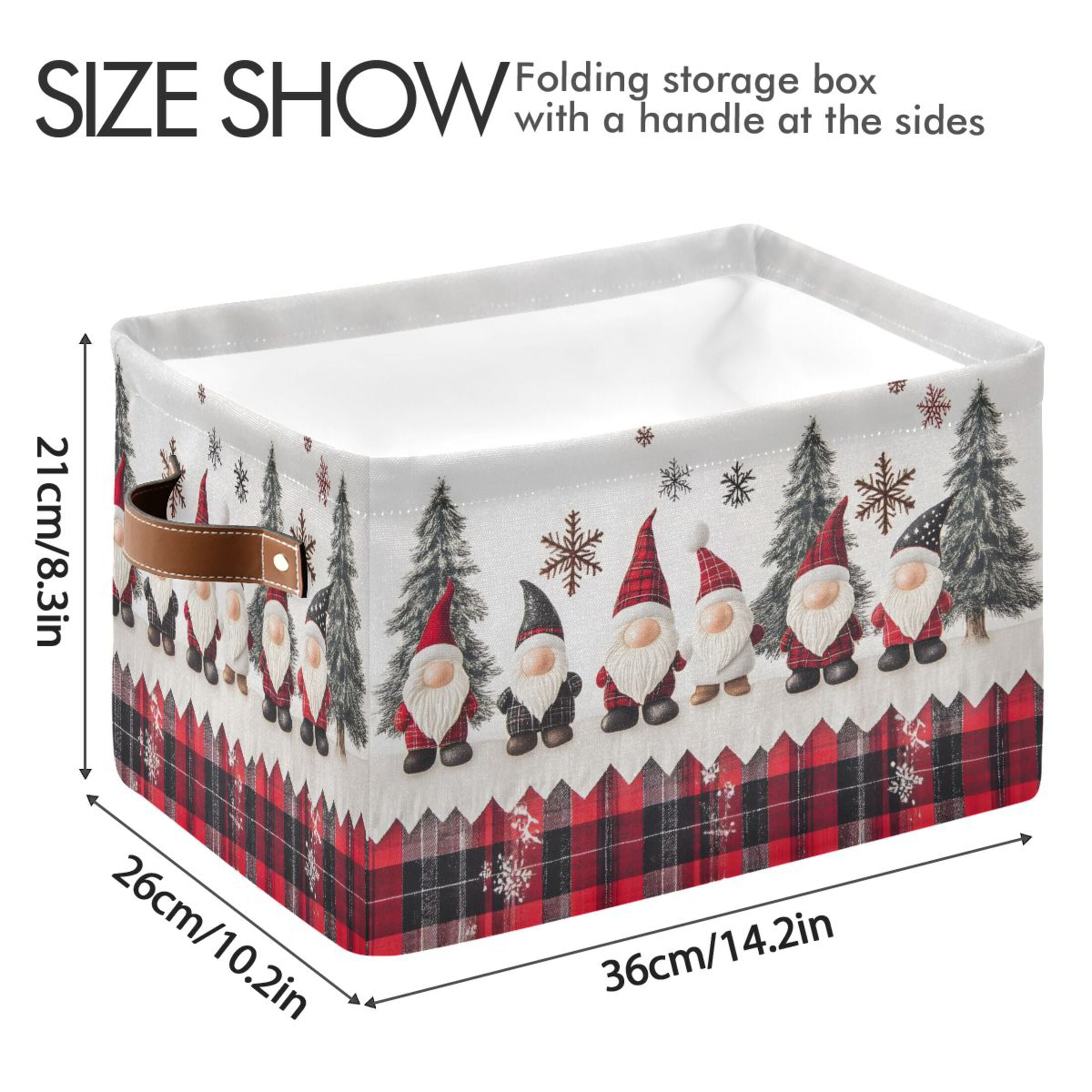 Ryvnso Gnomes Snowflakes Christmas Storage Basket Large Bin Foldable Boxes Toys Organizer 14.2x10.2x8.3in 2 PCs