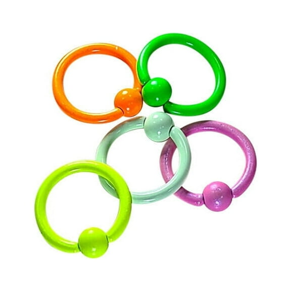 Pack of 5 Neon Enamel Coated CBR Captive Bead Rings Eyebrow Cartilage 16g 8mm