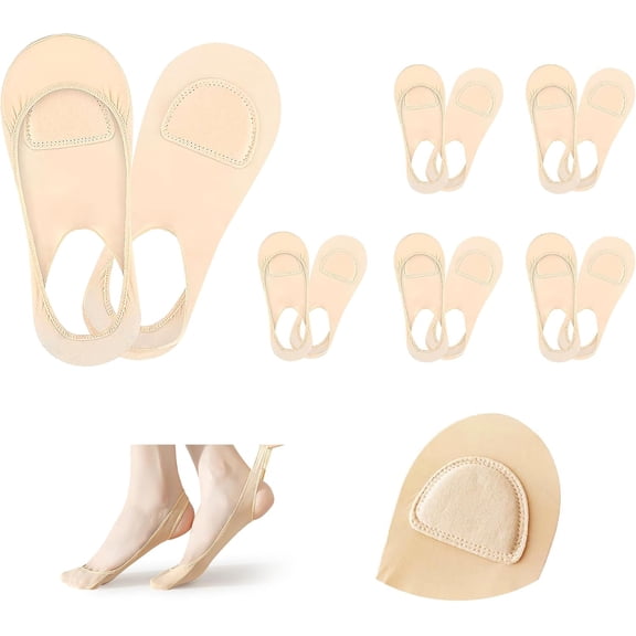 6 Pairs Womens Sock-Style Ball of Foot Cushions Metararsal Pads for Relieving Foot Fatigue Shoes Inserts Socks with Sling Forefoot Cushiones Support with Padding Pad Covers for Pain Relief