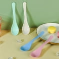 thumbnail image 4 of Zhuge Juego de 4 cucharas de sopa de paja de trigo, cucharas de ramen irrompibles de colores, cucharas pequeñas portátiles, fáciles de limpiar, aptas para lavavajillas, color beige, 4 of 5