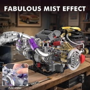 V8 Engine Model Kit That Works, 1394 PCS Advanced Collectible Engine Building Block Sets with Lights & Spray
