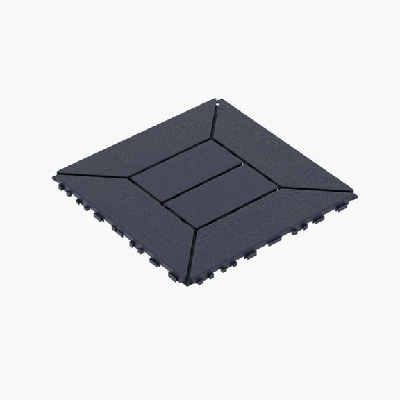 DIY Interlocking Deck Floor Tiles - 12-Inch Dark Gray Polypropylene Outdoor and Indoor Flooring for Patios, Balconies, and More, 44PCS