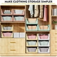 thumbnail image 5 of 5 Pack Stackable Closet Organizer Box, Multifunctional & Foldable Closet Storage Basket for Bathroom Kitchen Laundry Room Wardrobe Storage, Space-Saving Clothes Storage Drawer Organizer, Green, 5 of 15