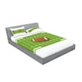 thumbnail image 2 of Football Fitted Sheet & Pillow Sham Set, Sports Themed Cartoon Srtle Image of Ruby Quinco Ball on Filed, Decorative Printed 6 Piece Bedding Decor Set, Full, Pale Caramel Lime Green, by Ambesonne, 2 of 3