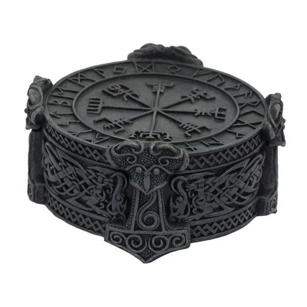 Caja de baratija de joyería , Estuche de Viaje artesanal de Estilo Vintage, martillo de THOR anudado para regalo de cumpleaños, gemelos