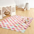 thumbnail image 2 of TOWN & COUNTRY PLAY Niko Checkmate Kid's Washable Area Rug, Soft & Plush, Safe Non-Slip Backing, Bedroom Rug, Dorm Decor, Playroom & Classroom Rugs, Red/Multi, 3'3"x5'2", 2 of 13