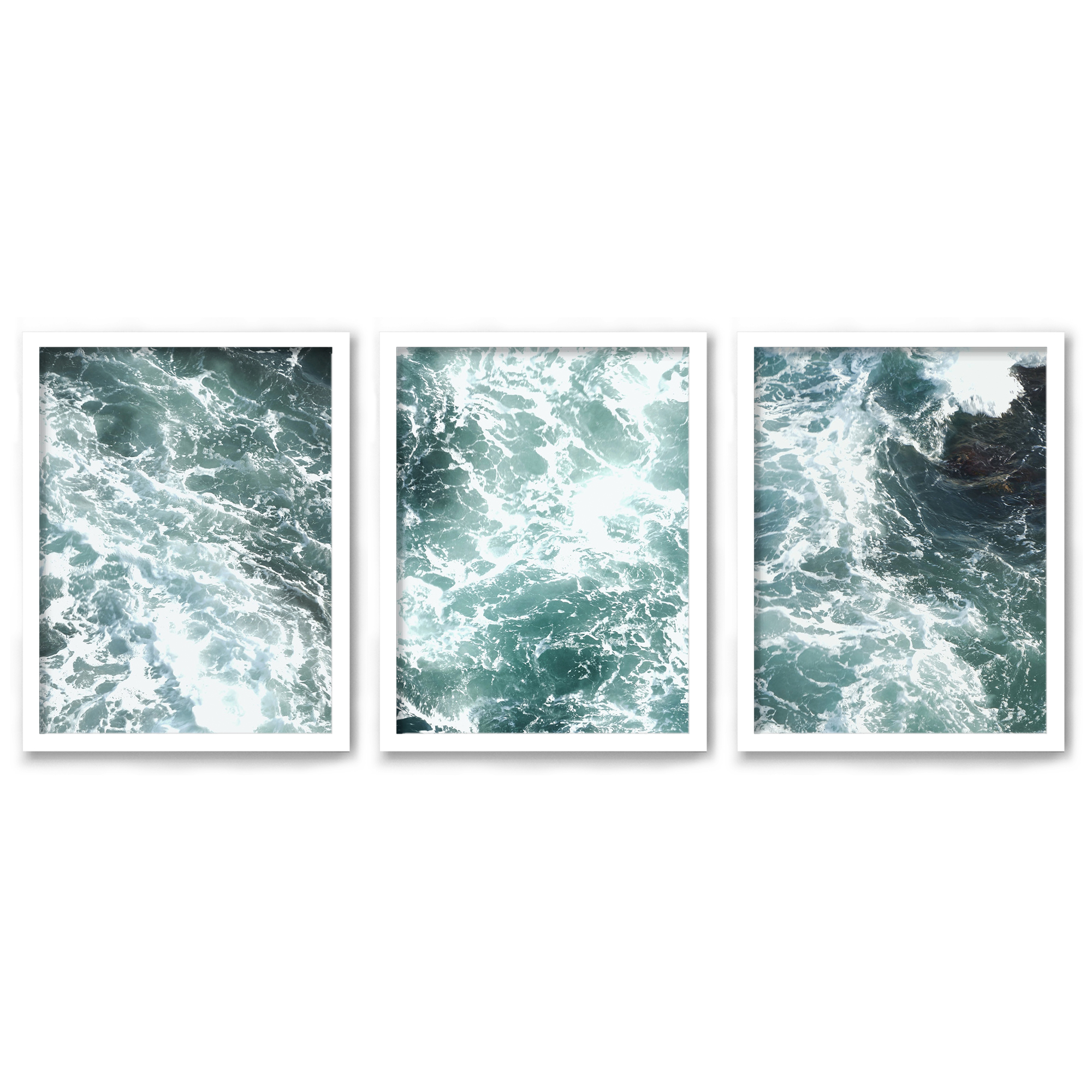 white framed coastal wall art