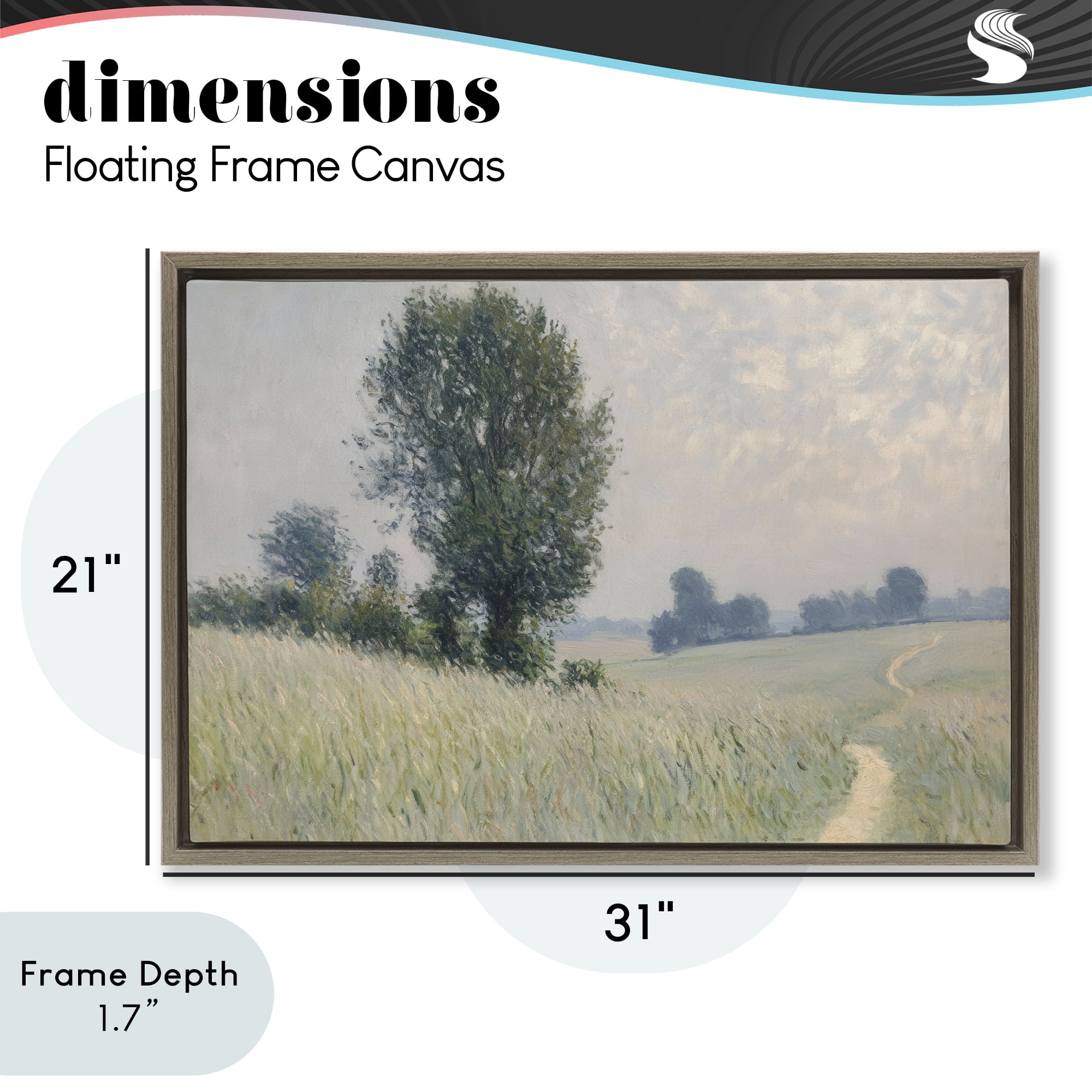 Stupell Industries Tall Grass Path Through Meadow Brown Framed Floater Canvas Wall Art, design by Petal Prints Design