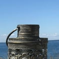 thumbnail image 5 of Moroccan Temple Lanterns, Luxury Floor Hurricanes, Set of 2, For LED or Wax Candles, Sealed Iron, Antiqued Patina, Hinged Top, 19 and 15 Inches, the Global Chic Collection, 5 of 7