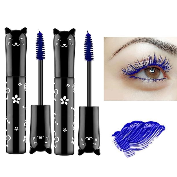 LGSZGDCN Azul Colores Pestañas Máscara Ojos Maquillaje Impermeable Secado Rápido Pestañas Curling Alargamiento Alargamiento Levantamiento Curling (azul 2 PCS)