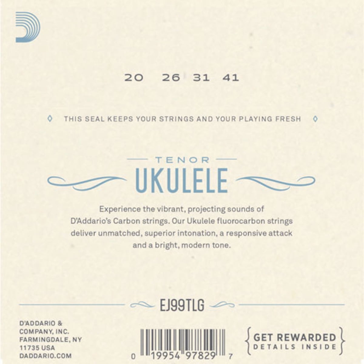 D'Addario Ukulele Strings Fluorcarbon 5-Pack EJ99TLG Uke Tenor Pro-Arte Low G