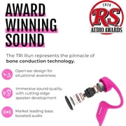 H2O Audio Betty x TRI 2 Multi-Sport Waterproof Bone Conduction Headphones – IPX8 Waterproofing, Bluetooth 5.3, Built-in MP3, 8GB – Swimming, Running, Triathlon, Open Ear – Pink