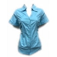 thumbnail image 2 of Womens Stretch Woven Button Down Short Sleeve Shirt, 2 of 7