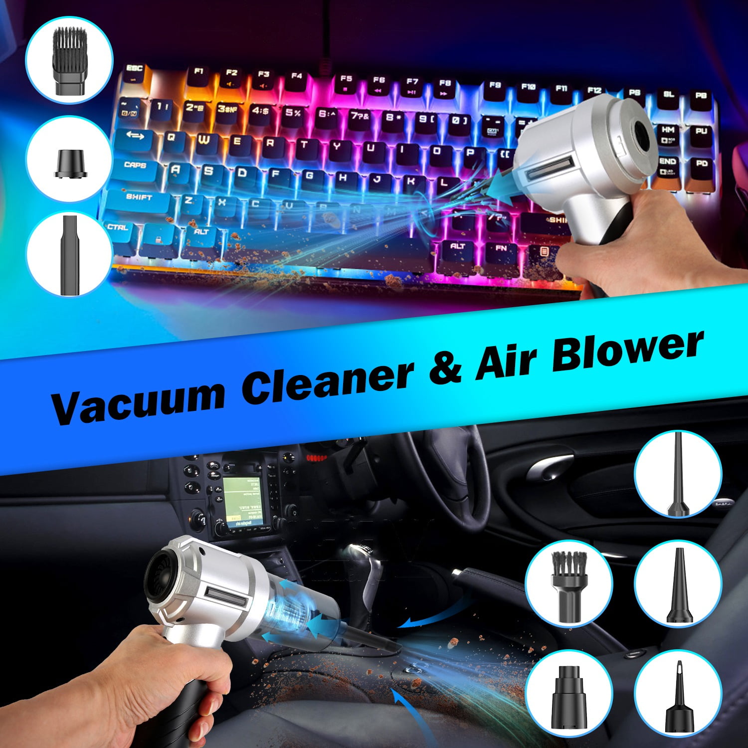 Moclever Cordless Car Vacuum Cleaner Portable Handheld Vacuum with 20000PA Suction Brushless Motor 3 Suction Levels for Home Car Office