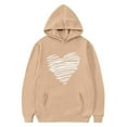 thumbnail image 5 of WQNVRNR Kids Valentine's Day Hoodie- Heart Long Sleeve Fleece-Lined Casual Sweatshirt with Pocket Khaki Size 8, 5 of 6