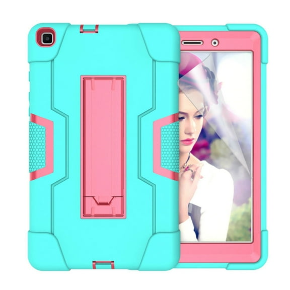 Dteck Case With Screen Protector For Samsung Galaxy Tab A 8.0 SM-T290 2019 Released (8.0 inches),Shockproof Rubber Armor Hybrid Case Kickstand Hard Protective Cover ,Mint Rose