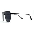 thumbnail image 4 of Mens Luxury Flat Top Shield Robotic Mob Metal Rim Sunglasses All Black, 4 of 4