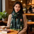thumbnail image 6 of Byfri Cat Animal Print Fringed Shawl Scarf Green 180x85cm Soft Wrap Travel Sun Protection for Women, 6 of 7