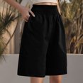 thumbnail image 7 of zbxnLI Wide Leg Shorts for Women Stretch Smocked High Waisted Cotton Linen Shorts Loose Casual Shorts for Women, 7 of 7
