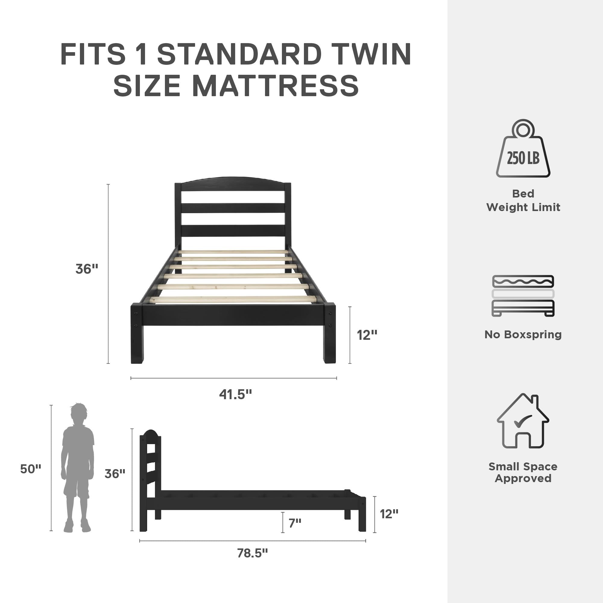 Better Homes & Gardens Leighton Kids Twin Size Bed, Wood Platform Bed Frame, Black