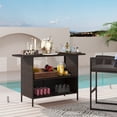 thumbnail image 2 of Outsunny Wicker Outdoor Bar Table, Bar Height Patio Table w/ Shelves, Brown, 2 of 10
