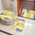 thumbnail image 5 of Gray Yellow Brush Bathroom Rugs Set Watercolor Graffiti Non Slip Absorbent Soft Bath Mats 3 Piece Set with Bathroom Rug, U-Shaped Floor Mat, Toilet Seat Cover Small Size, 5 of 9
