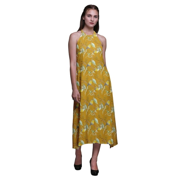 Bimba Bird Summer Holiday Party Halter Neck Beachwear Women Backless Dress-Large