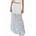 thumbnail image 3 of Women'S Elastic High Waisted Flowy A-Line Maxi Lace Skirt Summer Casual Long Skirts White S, 3 of 9